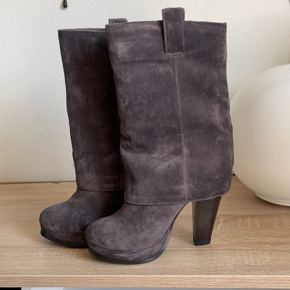 Brown felt  bell bottom boots